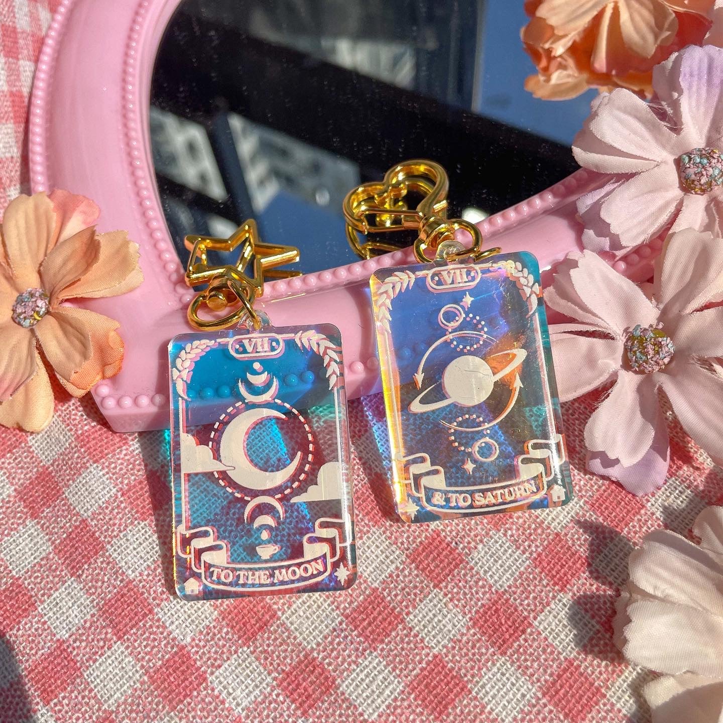 Moon & Saturn Acrylic keychains